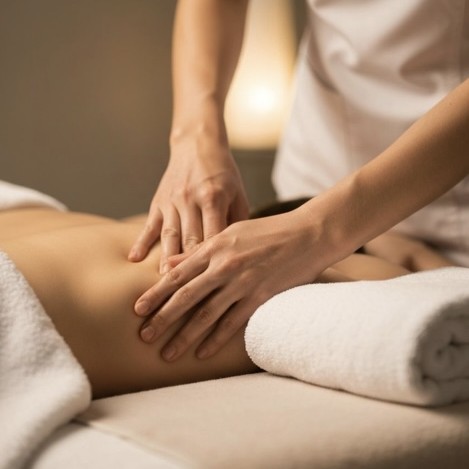 Back massage in treatment room