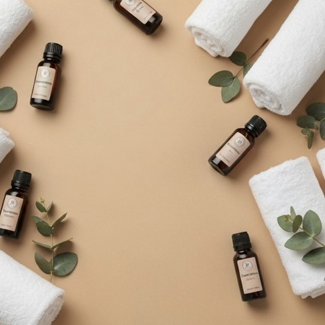 Aromatherapy oils flatlay